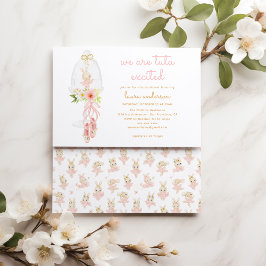 Invitation Baby shower Ballerina Rabbit rose