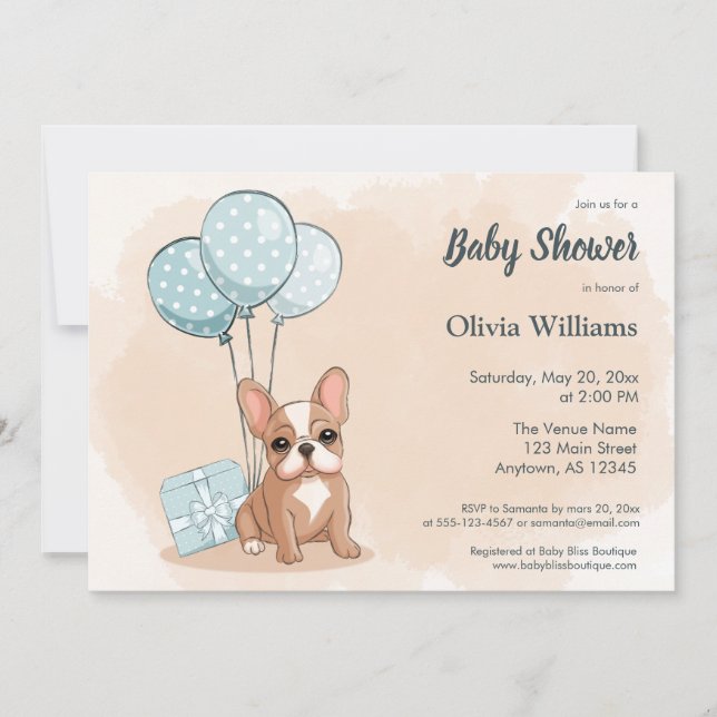 Invitation Baby shower Ballons Ballons Bleu Bleu Bleu Bleu po (Devant)