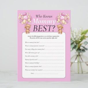 Invitation Baby Shower. ballons ours en peluche Fille Qui Sai