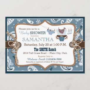 Invitation Baby shower Bandanna Print Cowboy