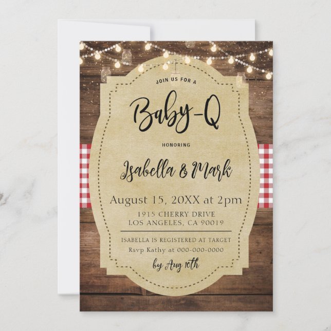 Invitation Baby shower barbecue Baby-Q (Devant)