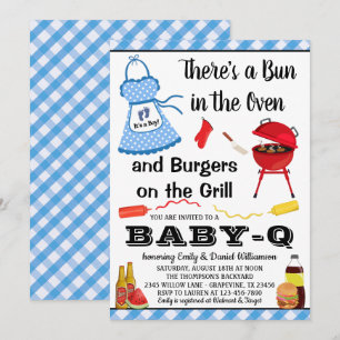 Invitation Baby shower barbecue bleu garçon