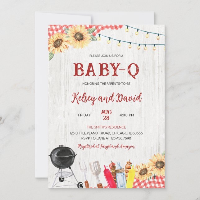 Invitation Baby shower barbecue neutre pour les femmes (Devant)