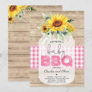 Invitation Baby shower barbecue Sunflower Baby Q Douche pour 
