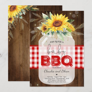 Invitation Baby shower barbecue Sunflower Baby Q Douche pour 