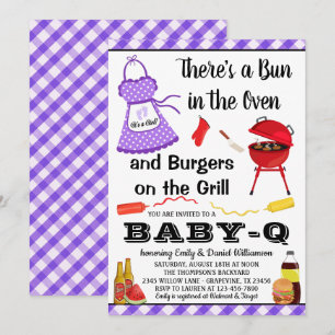 Invitation Baby shower barbecue violet fille