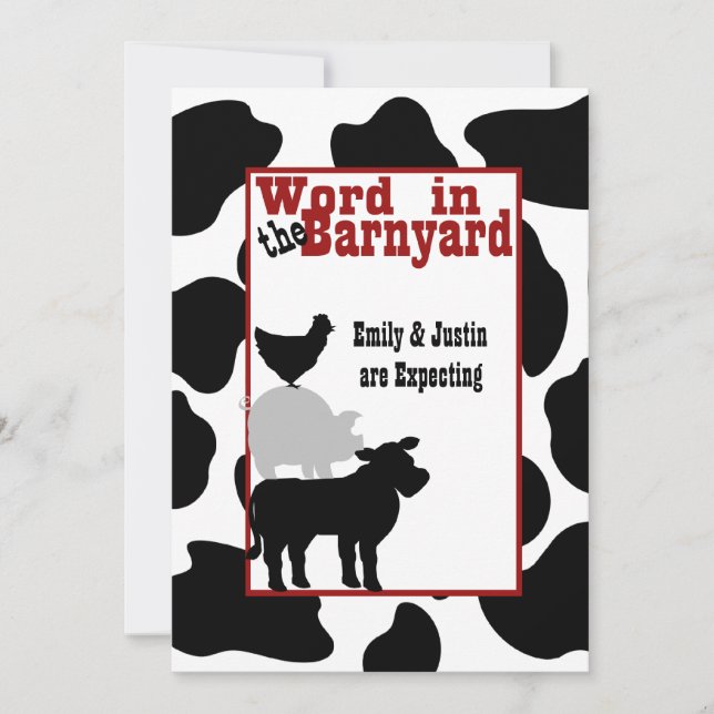 Invitation Baby shower Barnyard (Devant)
