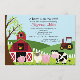 Invitation Baby shower Barnyard Animals