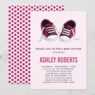 Invitation Baby shower Basket rose, Bébée fille