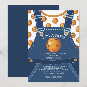 Invitation Baby shower BASKETBALL Mets Overalls