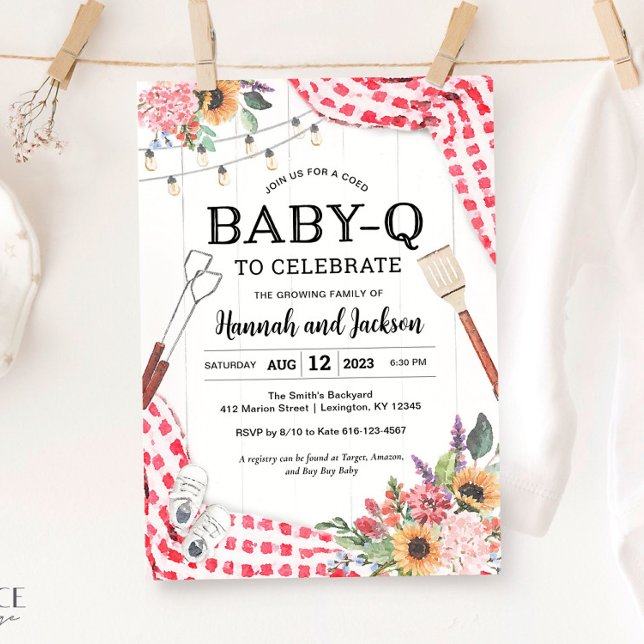 Invitation Baby shower BBQ Baby shower BabyQ (Baby-Q Baby Shower Invitation for BBQ Baby Shower)
