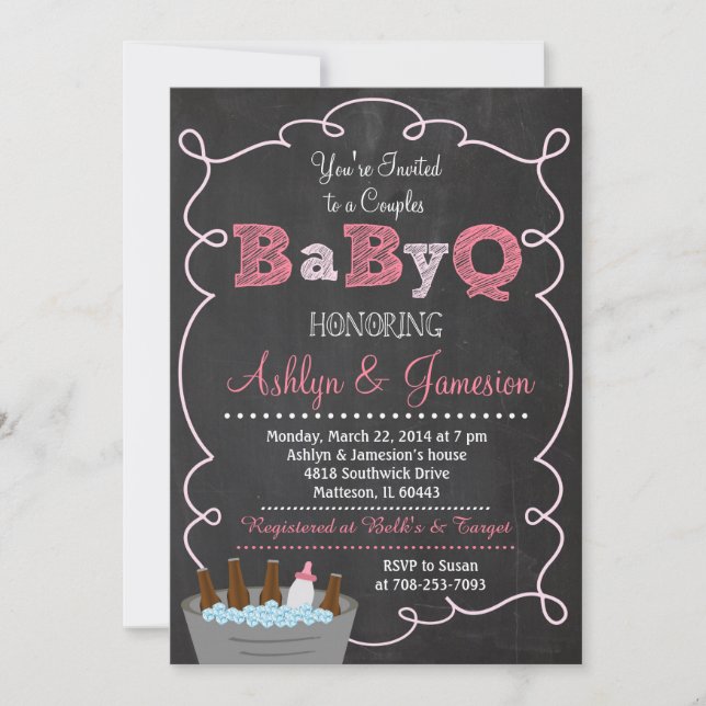 Invitation Baby shower BBQ BBQ pour couples (Devant)