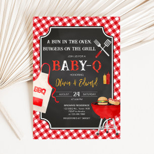 Invitation Baby shower BBQ En vichy rouge