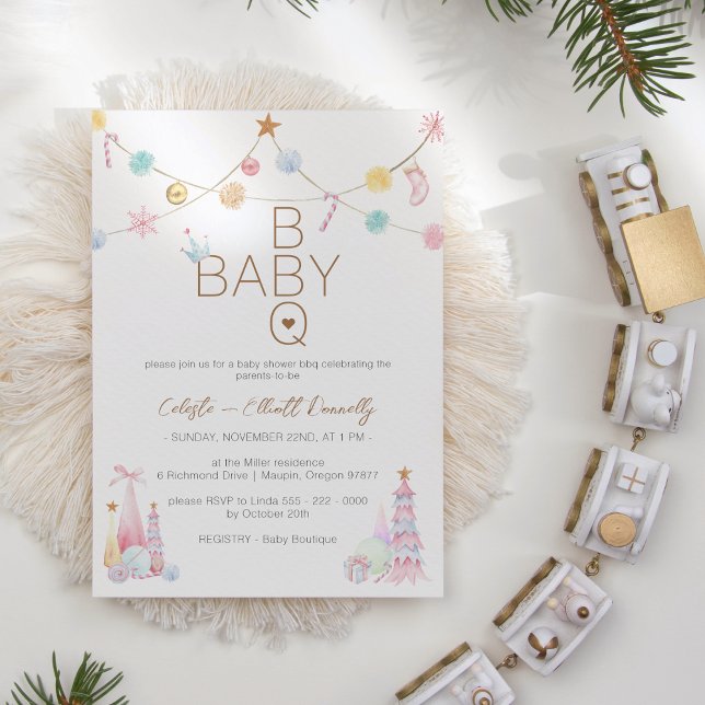 Invitation Baby shower BBQ Pastel Winter Wonderland (Créateur téléchargé)