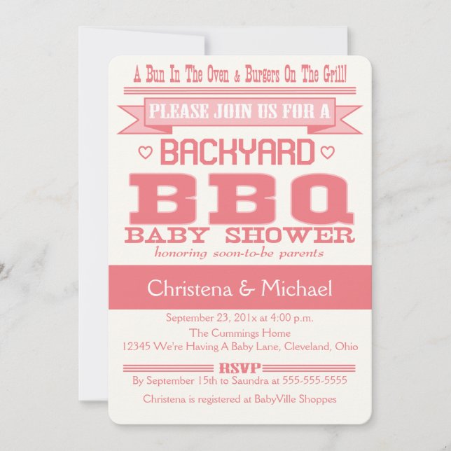 Invitation Baby shower BBQ Pink Baby (Devant)