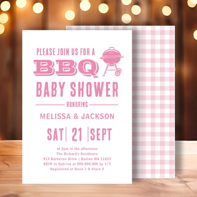 Invitation Baby shower BBQ rose (Créateur téléchargé)