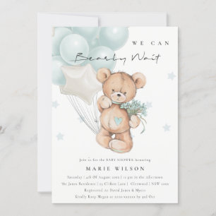 Invitation Baby shower Bearly Wait Bearly Bearly B