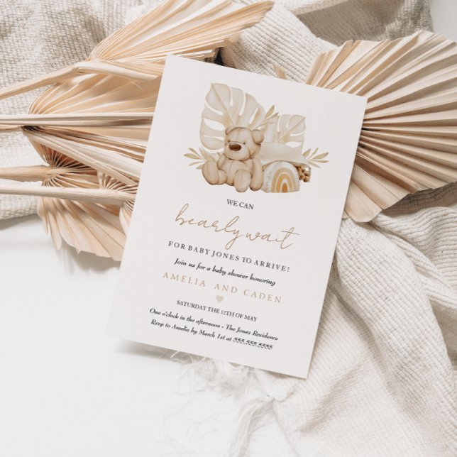 Invitation Baby shower Bearly Wait Boho (Créateur téléchargé)