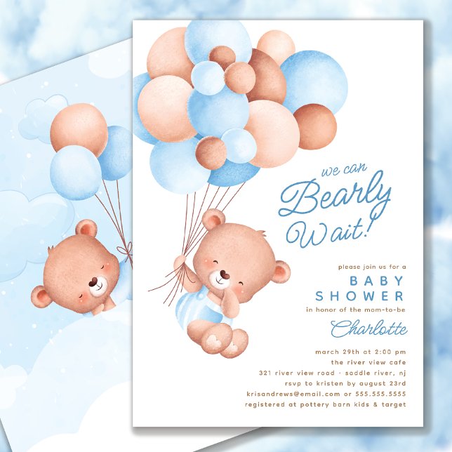 Invitation Baby shower Bearly Wait Boy (Créateur téléchargé)
