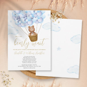Invitation Baby shower Bearly Wait Boy Par Mail Long Distance