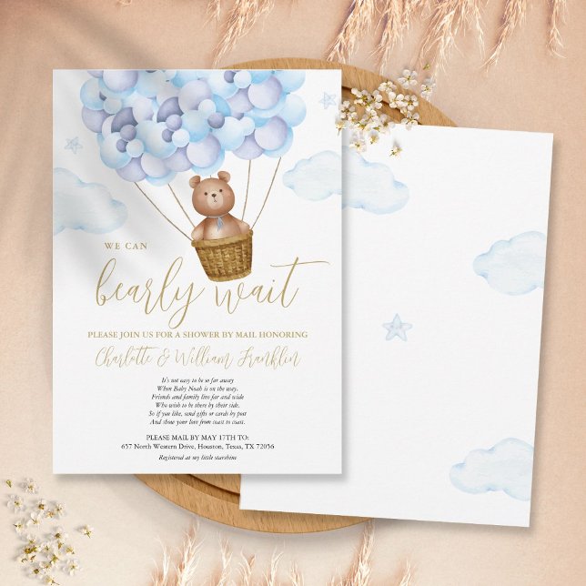 Invitation Baby shower Bearly Wait Boy Par Mail Long Distance (Créateur téléchargé)