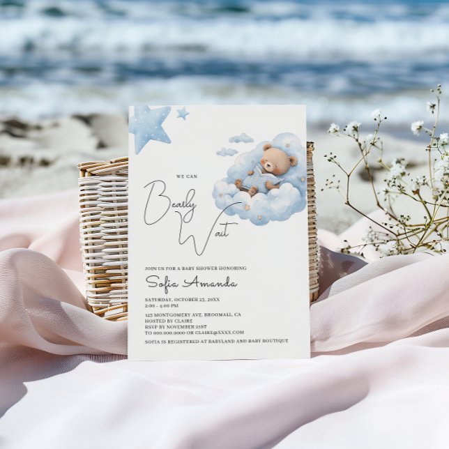 Invitation Baby shower Bearly Wait Cute Bear (Créateur téléchargé)