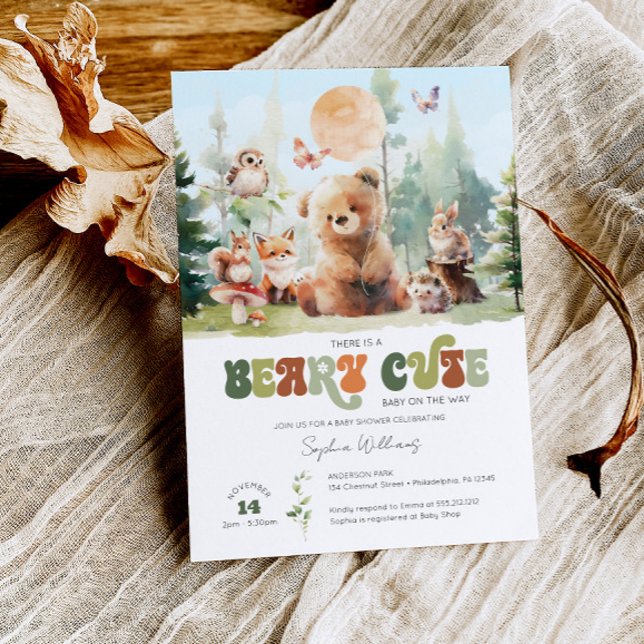 Invitation Baby shower Beary Cute Woodland (Beary Cute Woodland Baby Shower Invite)