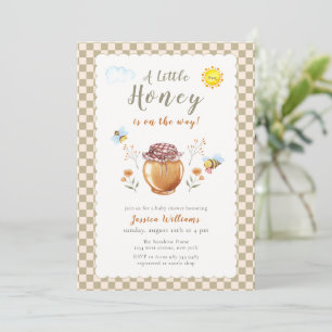 Invitation Baby Shower Bébé Abeille en Vichy