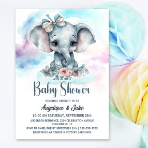 Invitation Baby shower bébé adorable éléphant garçon
