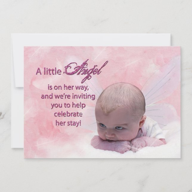 Invitation baby shower - Bébé ange (Devant)