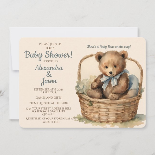 Invitation Baby shower Bébé Bear Boys (Devant)