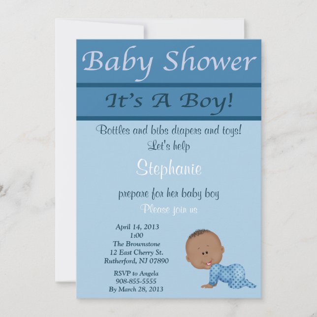 Invitation Baby shower Bébé Bleu (Devant)