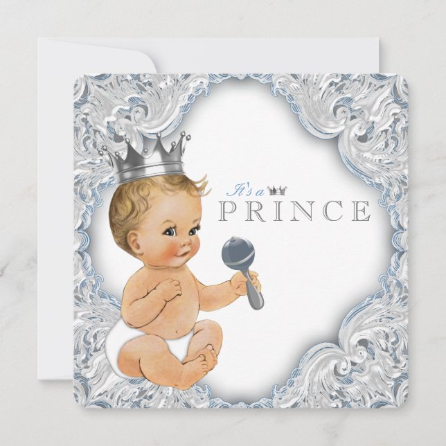 Invitation Baby shower Bébé Blue Prince (Devant)