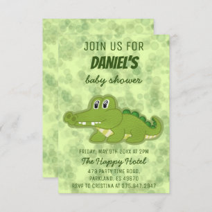 Invitation Baby shower bébé crocodile