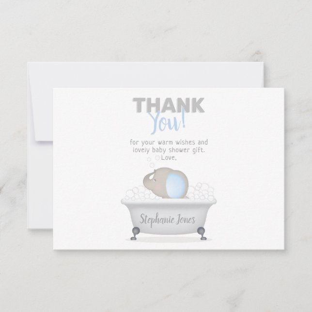 Invitation Baby shower bébé éléphant bulle  garçon de bain (Devant)