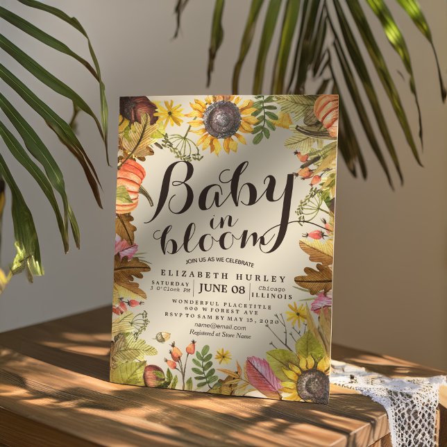 Invitation Baby shower bébé en fleur Citrouille d'érable  tou (Créateur téléchargé)