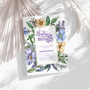 Invitation Baby shower bébé en fleurs - Aquarelle botanique