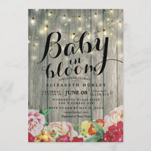 Invitation Baby shower bébé en fleurs Chaîne de fleurs Bois c
