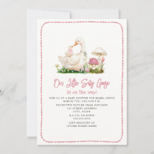 Invitation Baby-Shower Bébé Fleur Rose Maman Champignon Oie R