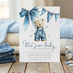 Invitation Baby Shower Bébé Jean Bleu
