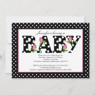 Invitation Baby shower "bébé" Polka Dot