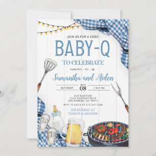Invitation Baby shower Bébé-Q bleu