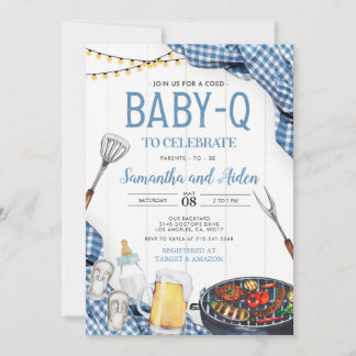 Invitation Baby shower Bébé-Q bleu