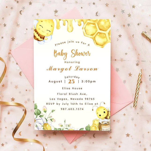 Invitation Baby shower Bee Baby shower (Créateur téléchargé)