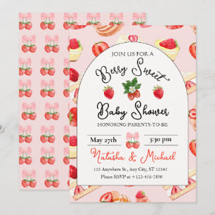 Invitation Baby shower Berry Sweet Strawberry