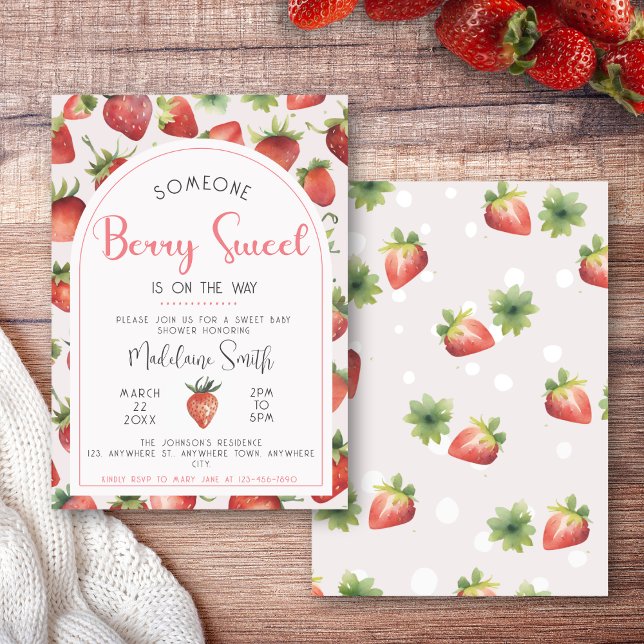 Invitation Baby shower Berry Sweet Strawberry (Créateur téléchargé)