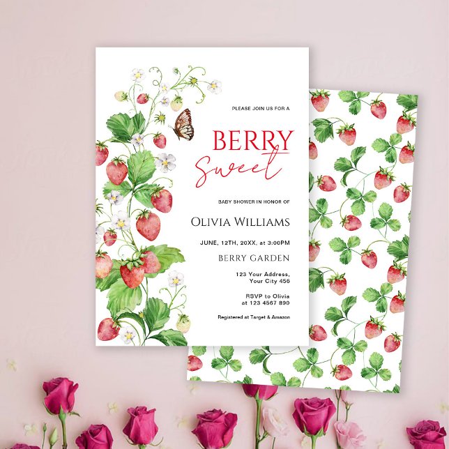 Invitation Baby shower Berry Sweet Strawberry (Créateur téléchargé)