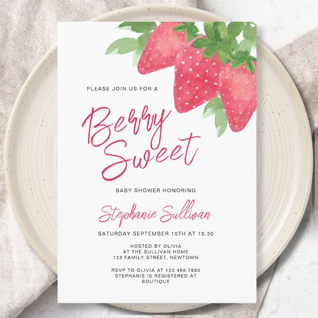 Invitation Baby shower Berry Sweet Strawberry (Créateur téléchargé)