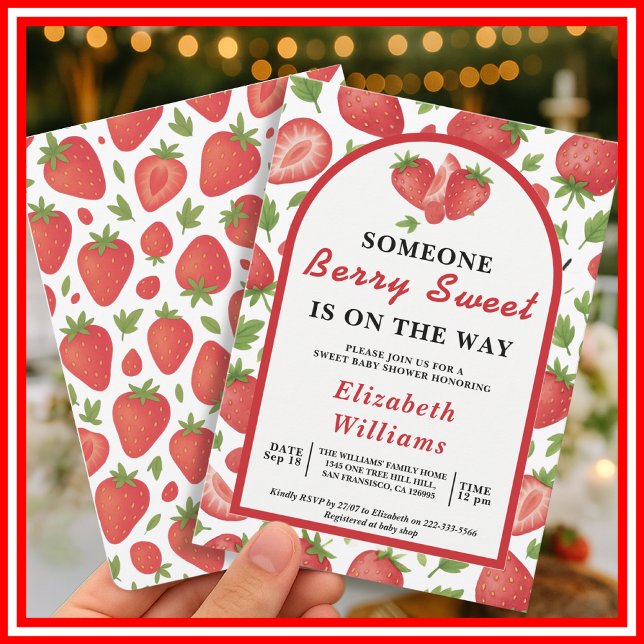 Invitation Baby shower Berry Sweet Strawberry | Blueberry (Créateur téléchargé)