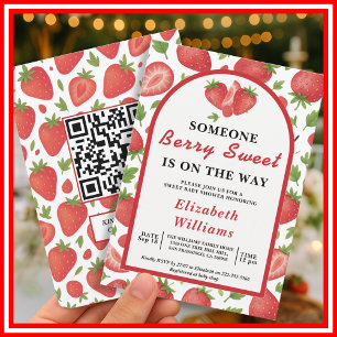 Invitation Baby shower Berry Sweet Strawberry   RSVP QR